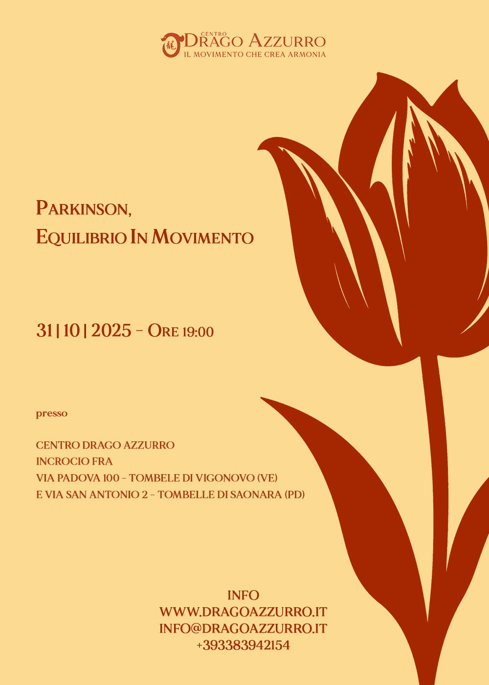 Parkinson | Corsi di ginnastica del benessere, ginnastica dolce, posturale, pilates, ginnastica per parkinson | Arti marziali cinesi, Taiji Quan, QiGong, DaoYin e difesa personale | Camin, Camponogara, Campolongo Maggiore, Dolo, Fossò, Fiesso d'Artico, Legnaro, Noventa Padovana, Padova, Ponte di Brenta, Ponte San Niccolò, Sandon, Venezia, Vigonovo, Villatora, Saonara, Stra.